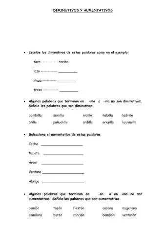 Aumentativos y diminutivos