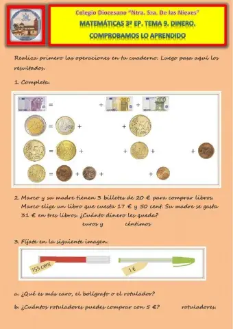 Tema 9. Dinero. Comprobamos lo aprendido