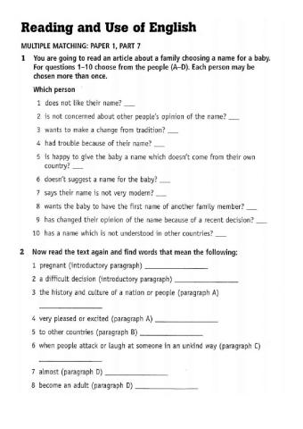 Reading Part 7 + Vocabulary