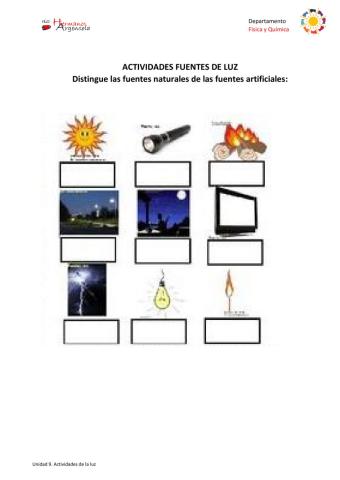 Fuentes de luz natural y artificial