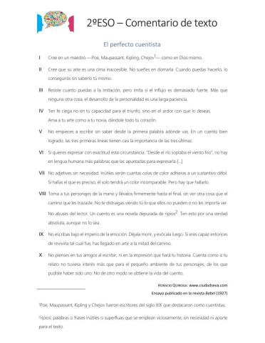 Comentario de texto 2º ESO Quiroga