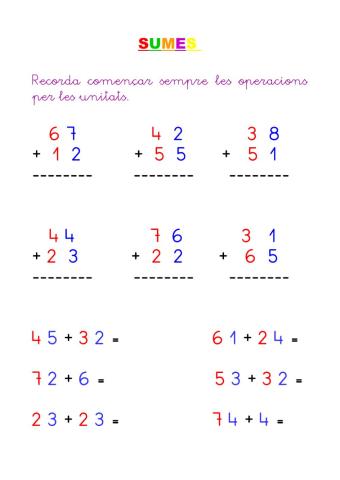 Sumes vertical i horitzontal.