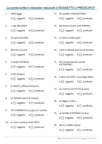 Soggetto e predicato