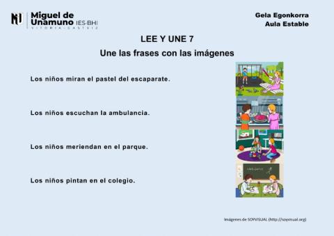 Une las frases: frases simples 7