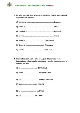 Verbo aller et préposition (en, au, aux)
