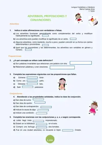 Adverbios, preposiciones y conjunciones