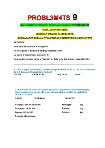 Problemes de matemàtiques