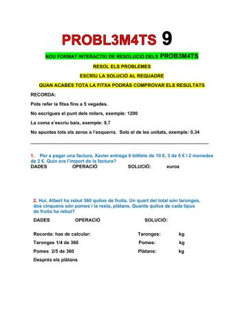 Problemes de matemàtiques