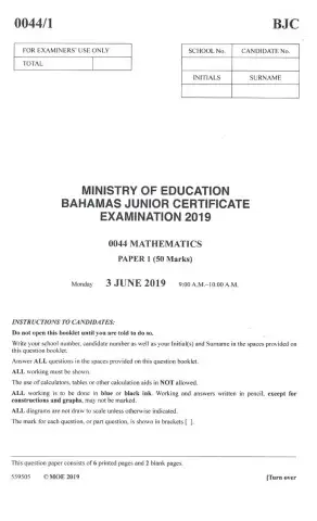 2019 Math Bjc paper 1