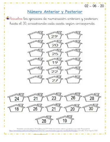 Numeración Anterior y Posterior hasta el 30