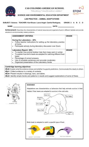 Lab Animal Adaptations