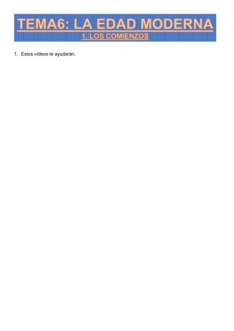 La edad moderna: los comienzos