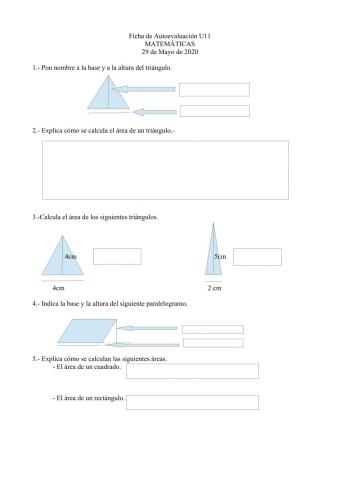 Ficha de autoevaluación U11 Matemáticas