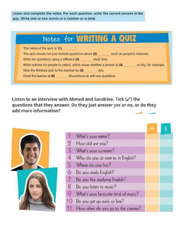 Listening about quizes