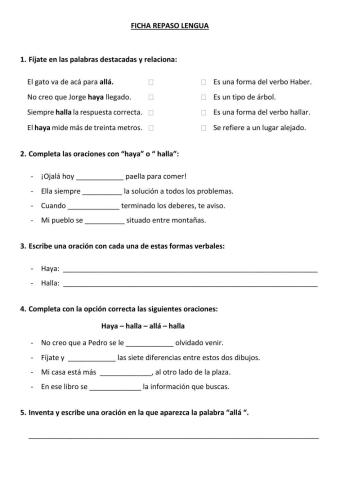 Repaso haya - halla - allá