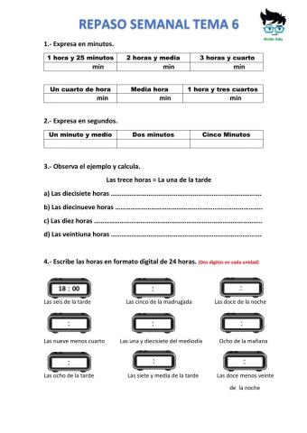 Repaso de las horas