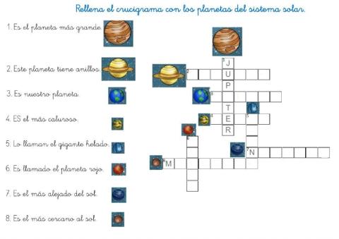 Crucigrama sistema solar