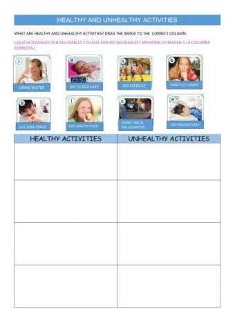 Healthy and Unhealthy activities