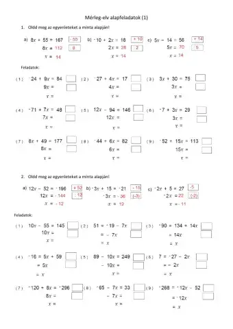 Mérleg-elv alapfeladatok (1)