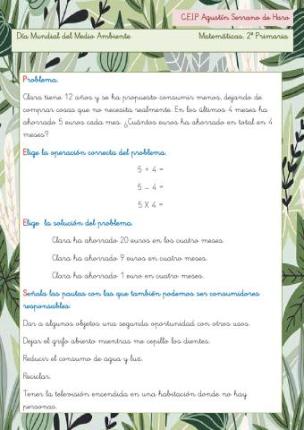 Día del Medio Ambiente. Matemáticas