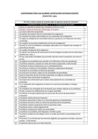 Cuestionario actividad docente