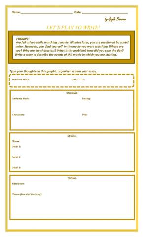Narrative Graphic Organizer and Writing Prompt