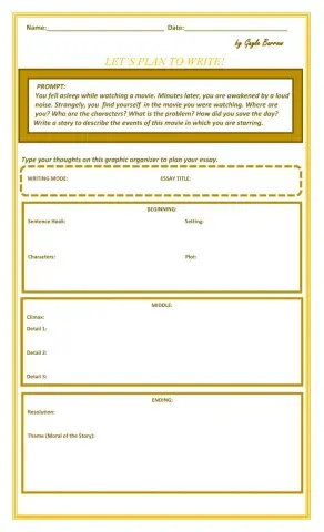 Narrative Graphic Organizer and Narrative Prompt