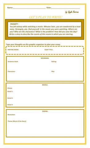 Narrative Graphic Organizer and Narrative Prompt