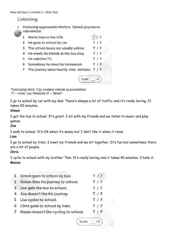 New hot spot 1 module 5 skills test