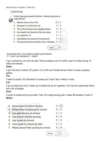 New hot spot 1 module 5 skills test