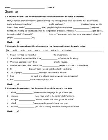 Test 8 - Second Conditional - I wish...