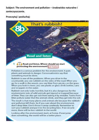 Junior Explorer 6 - Unit 8 - Environment and pollution