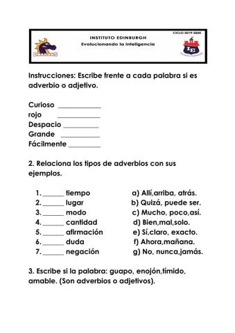 Test de adjetivos y adverbios