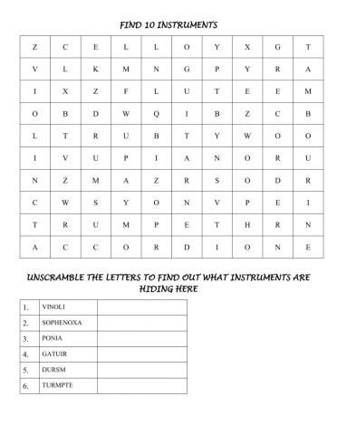 Find musical instruments