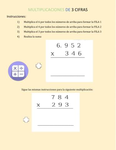 Multiplicaciones de 3 cifras