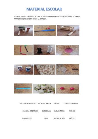 Deporte y material utilizado