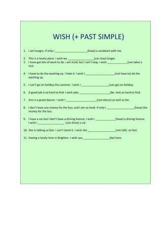 Wish +past simple