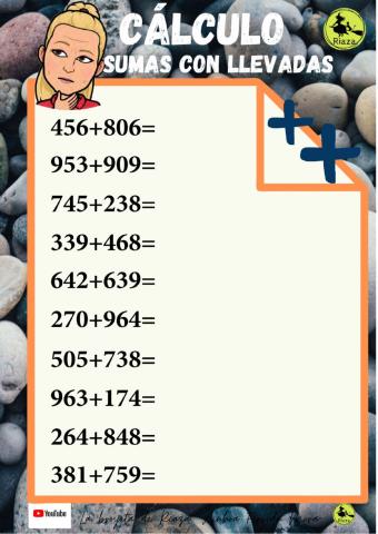 3º Sumas con llevadas tres cifras