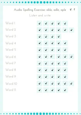 ABC Audio Spelling: able, adle, aple. V.1