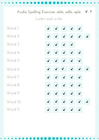 ABC Audio Spelling: able, adle, aple. V.1