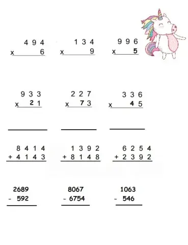Multiplicaciones, sumas y restas