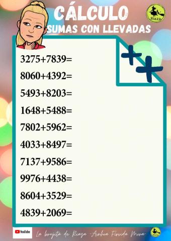 3º Sumas con llevadas de cuatro cifras