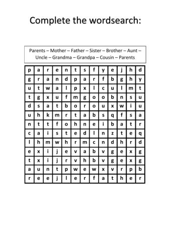 Family Wordsearch