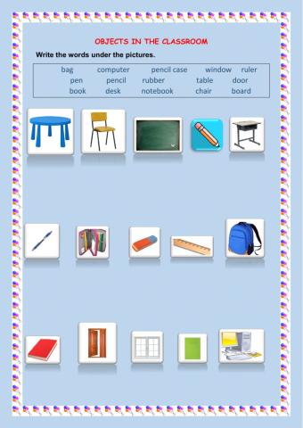 Objects in the classroom