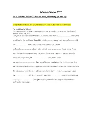 CULTURE AND SCIENCE TO INFINITIVE OR GERUND