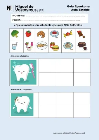 Alimentos saludables - no saludables