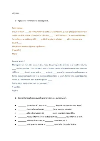 RÉVISIONS D'ÉTÉ - LEÇON 1 et 2