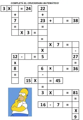 Crucigrama de operaciones