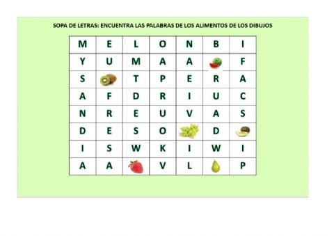 SOPA LETRAS FRUTAS