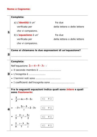 Verifica sulle equazioni